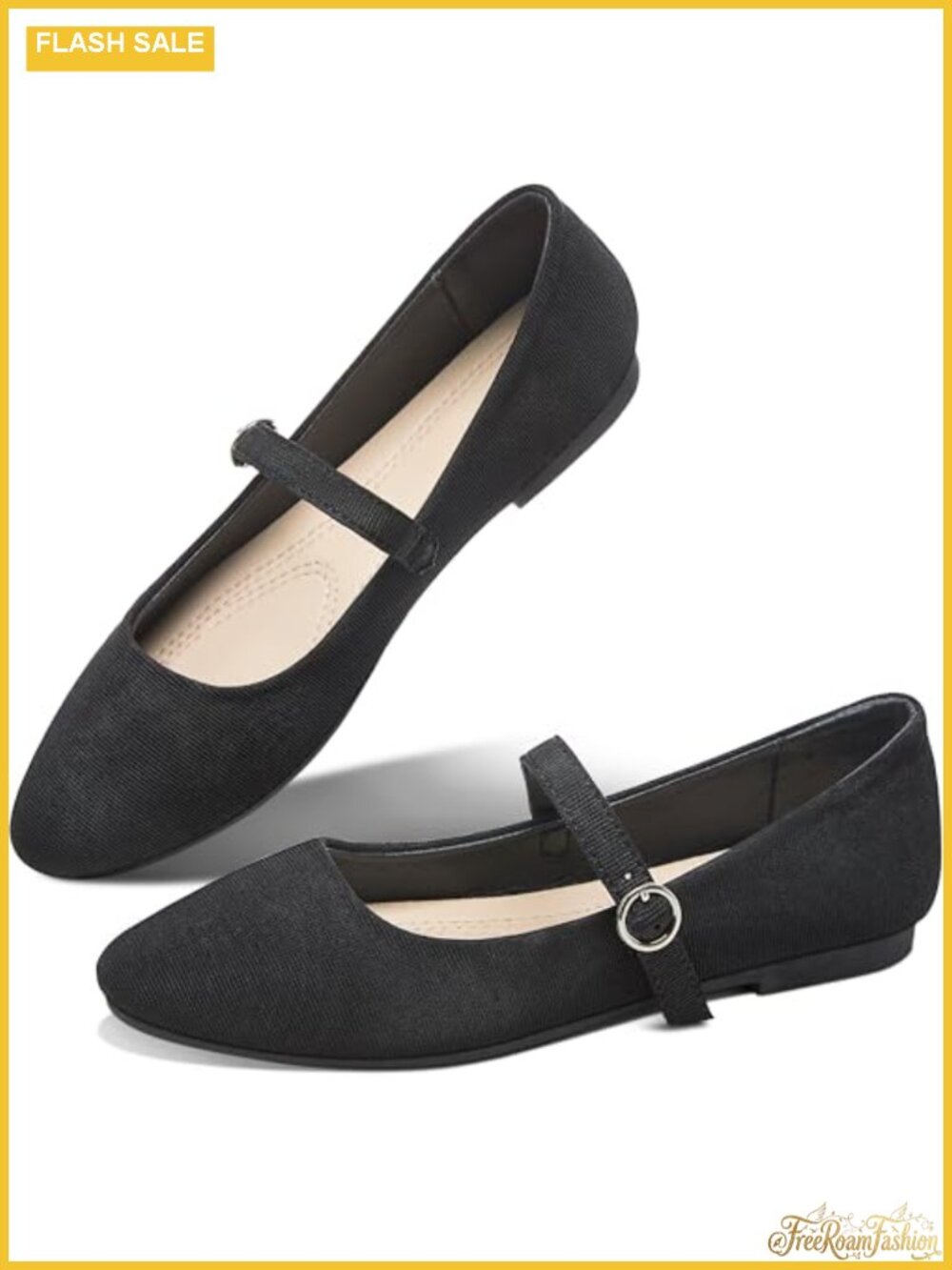 Mary Jane Flat Shoes Round Toe Ballet Flats Dressy Fabric Office
